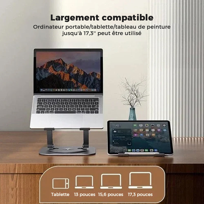 Support rotatif pour ordinateur portable en alliage d'aluminium