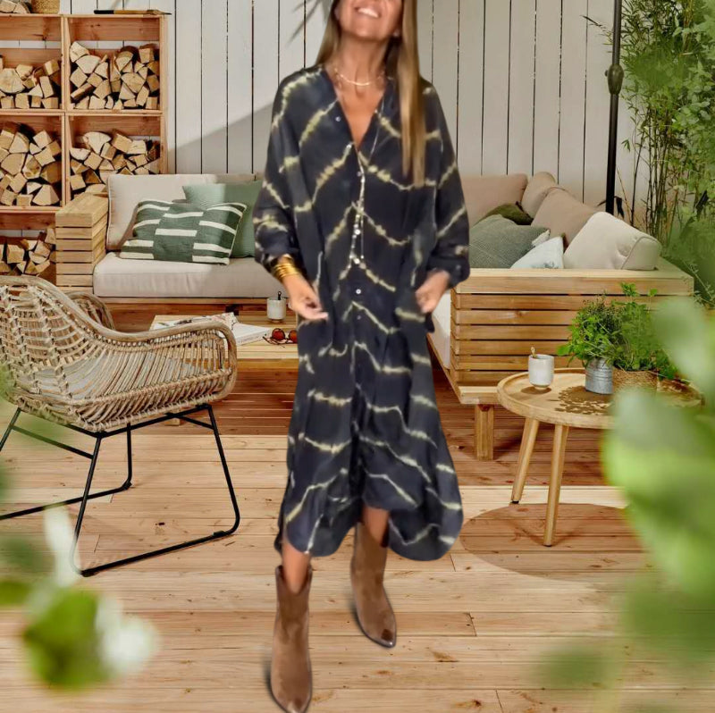 Robe rayée à manches longues