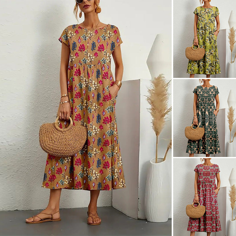 Robe d'été ample imprimée pour dames