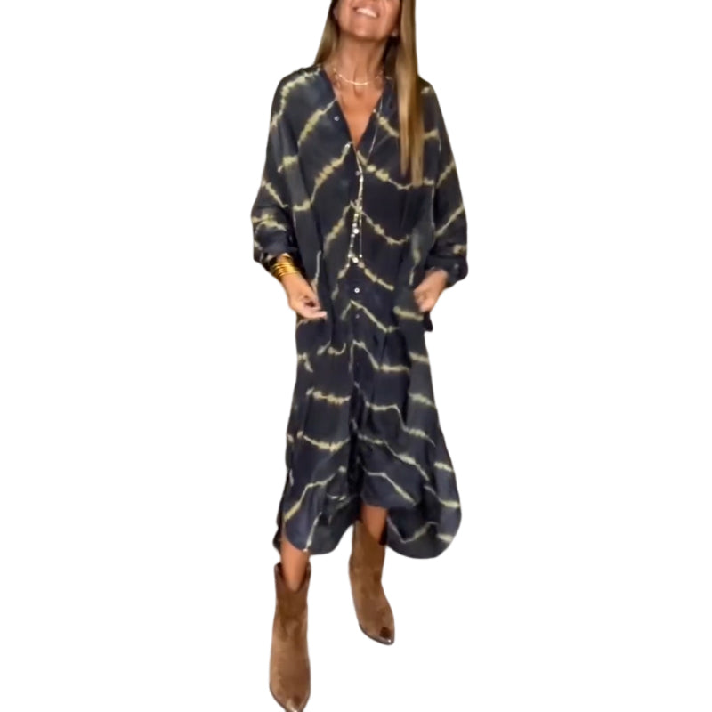 Robe rayée à manches longues