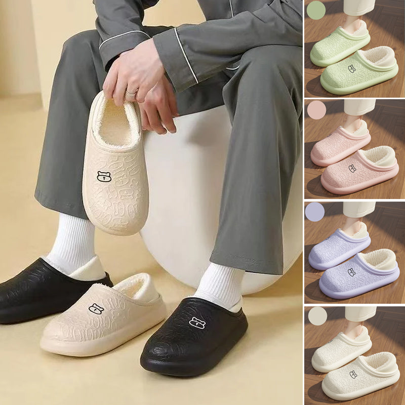 Pantoufles en Coton Imperméables avec Petit Ours en Relief pour la Maison