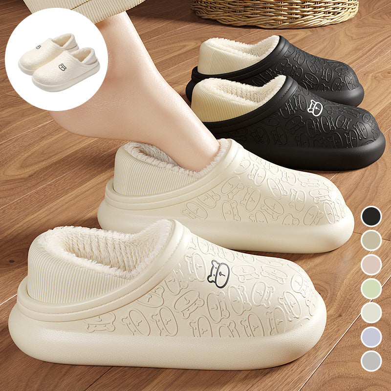 Pantoufles en Coton Imperméables avec Petit Ours en Relief pour la Maison