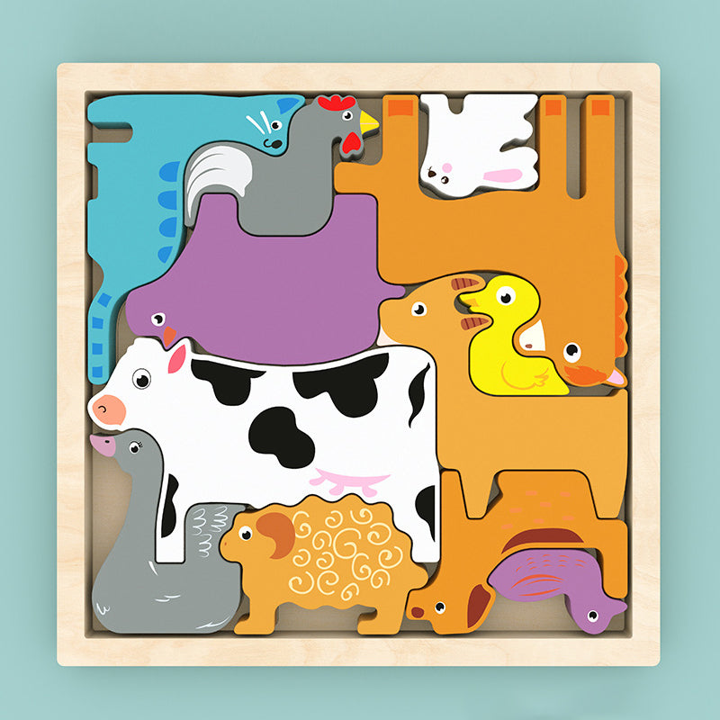 Puzzle en bois avec blocs d'animaux