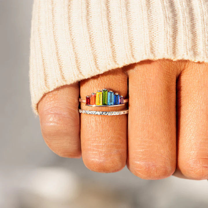 Bague d'Arc-en-ciel à Micro Diamants