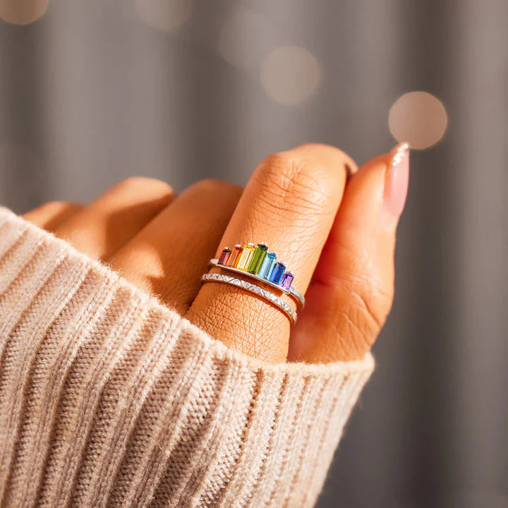 Bague d'Arc-en-ciel à Micro Diamants
