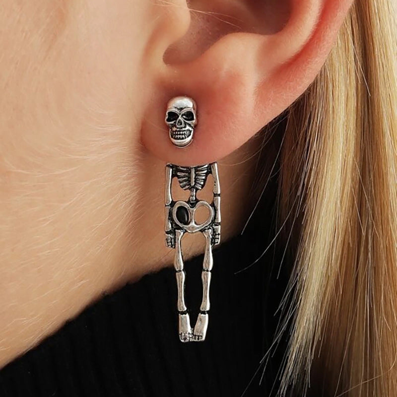 Boucles d'oreilles punk exagérées squelette fantomatique