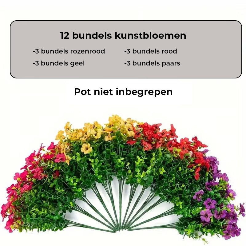 Kunstbloem (12 stuks/set), UV-bestendige kleurrijke nepbloem