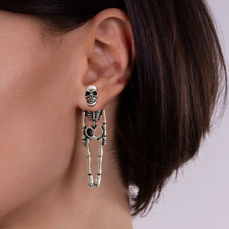 Boucles d'oreilles punk exagérées squelette fantomatique
