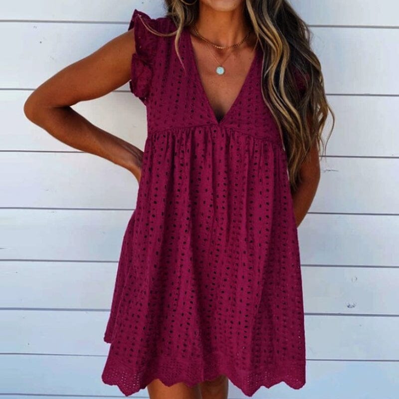 Jolie robe de plage à encolure en V