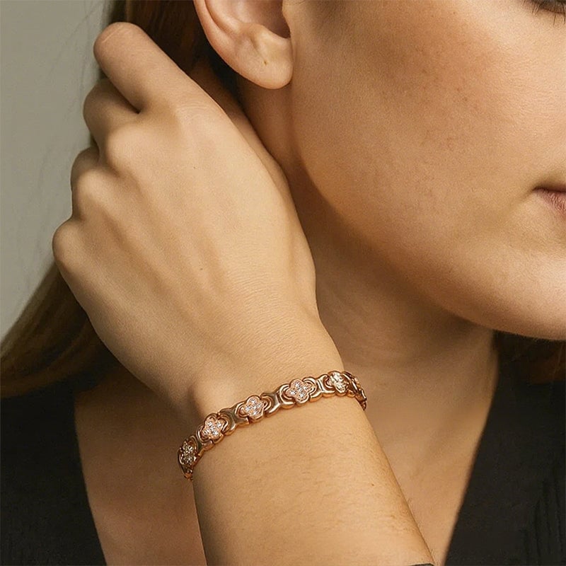 Bloem koperen armband