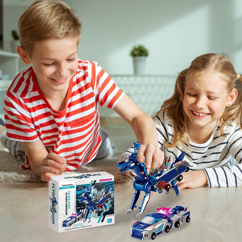 2-in-1 magnetische auto's die transformeren in vliegende draak en eenhoorn