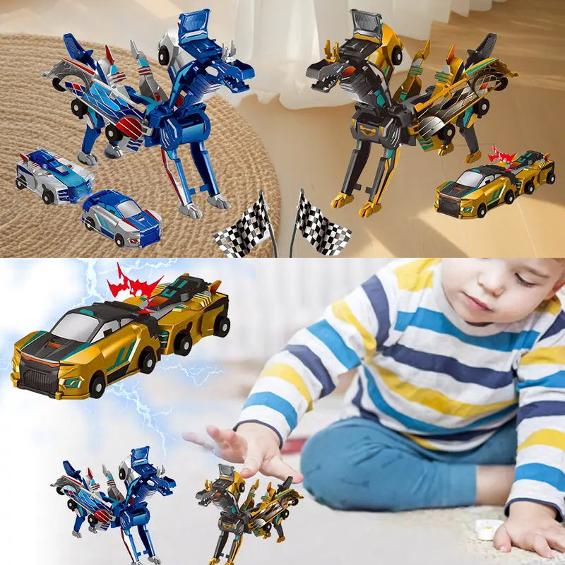 2-in-1 magnetische auto's die transformeren in vliegende draak en eenhoorn