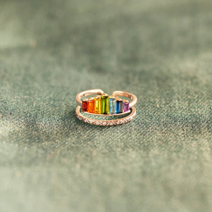 Bague d'Arc-en-ciel à Micro Diamants