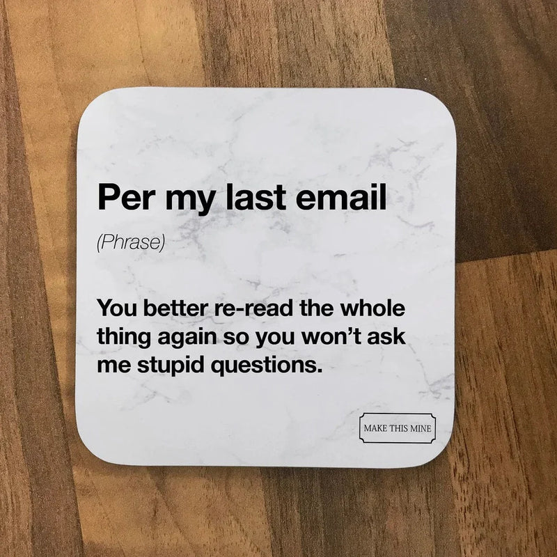 Grappige Kantoor Email Definities Onderzetters - Set van 6