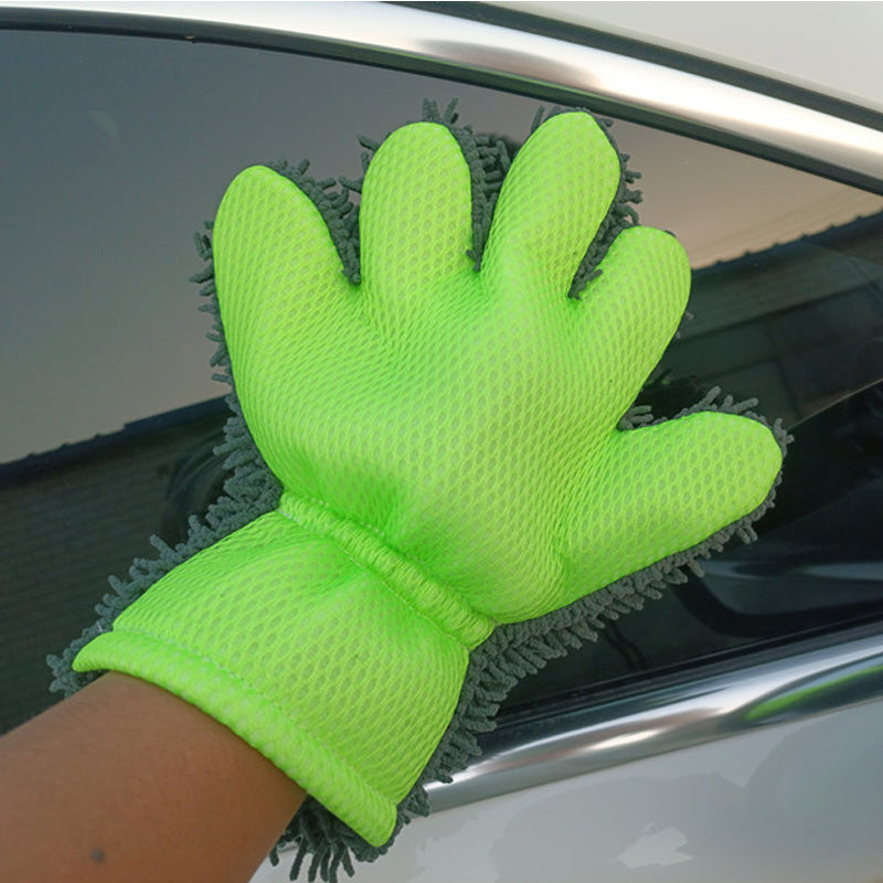 Gants de lavage de voiture double face à cinq doigts