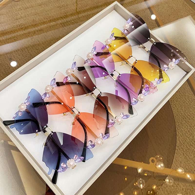 Chic Lunettes de soleil papillon diamant