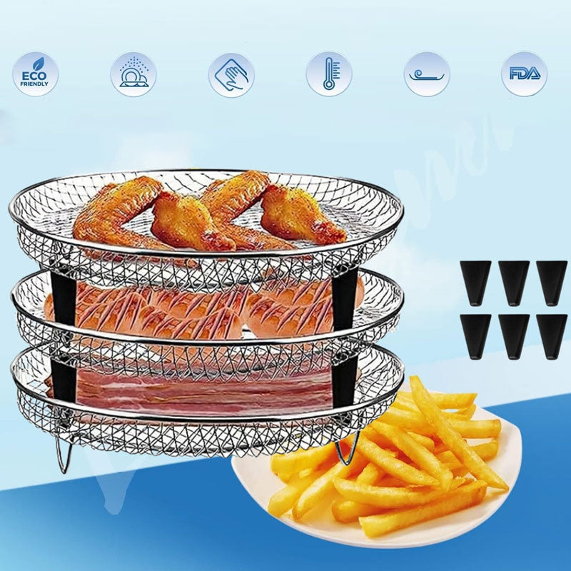 3-laags stapelbare airfryer rooster
