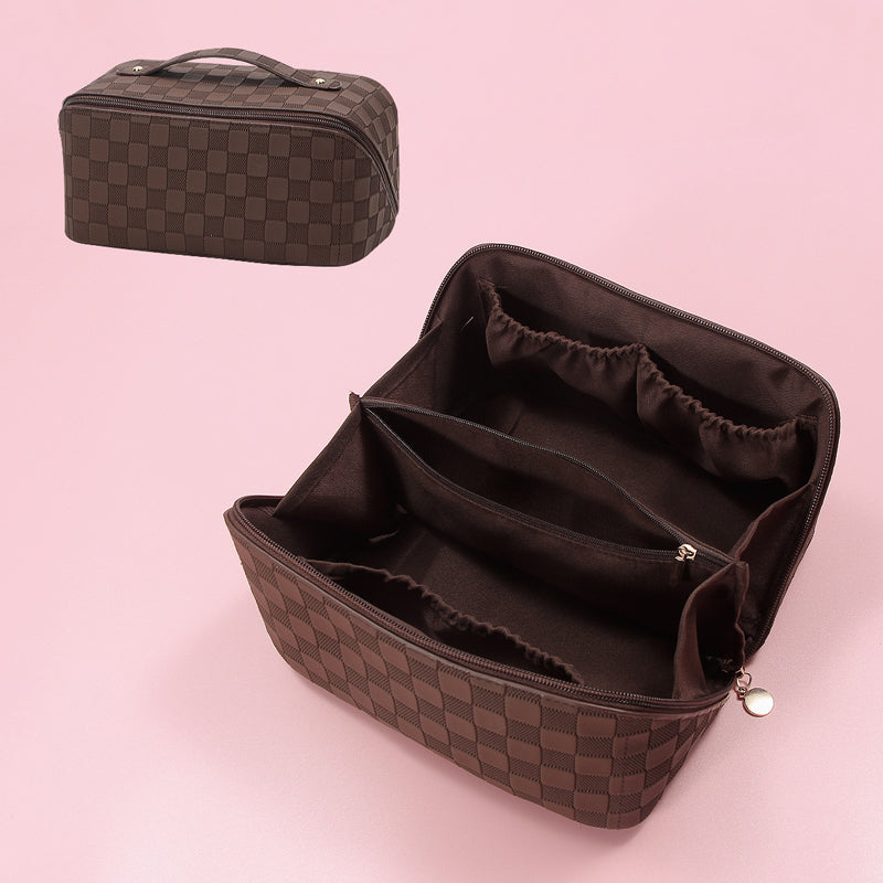 Vintage geruite cosmetische tas