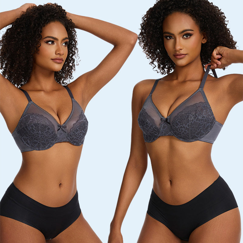Soutien-gorge confort en dentelle florale et maille respirante