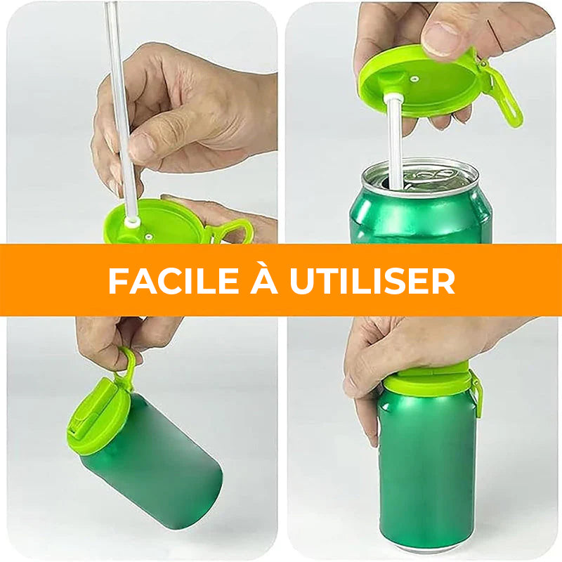 Couvercle pour canette de soda paille