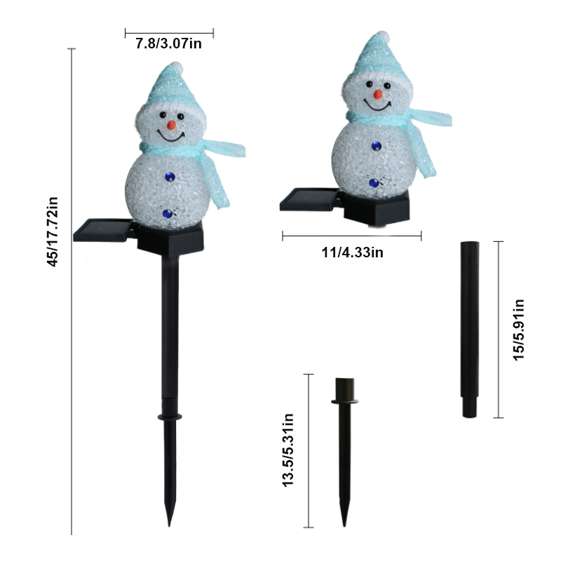 Lampe solaire imperméable pour bonhomme de neige