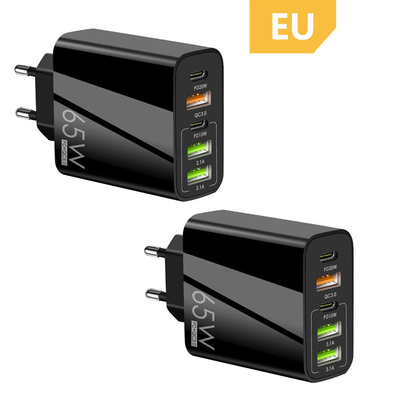 Snelle oplader voor meerdere poorten 65 W - EU-norm