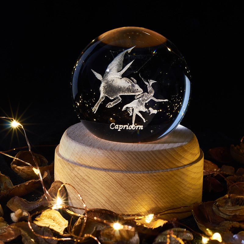 Veilleuse boule de cristal rougeoyante