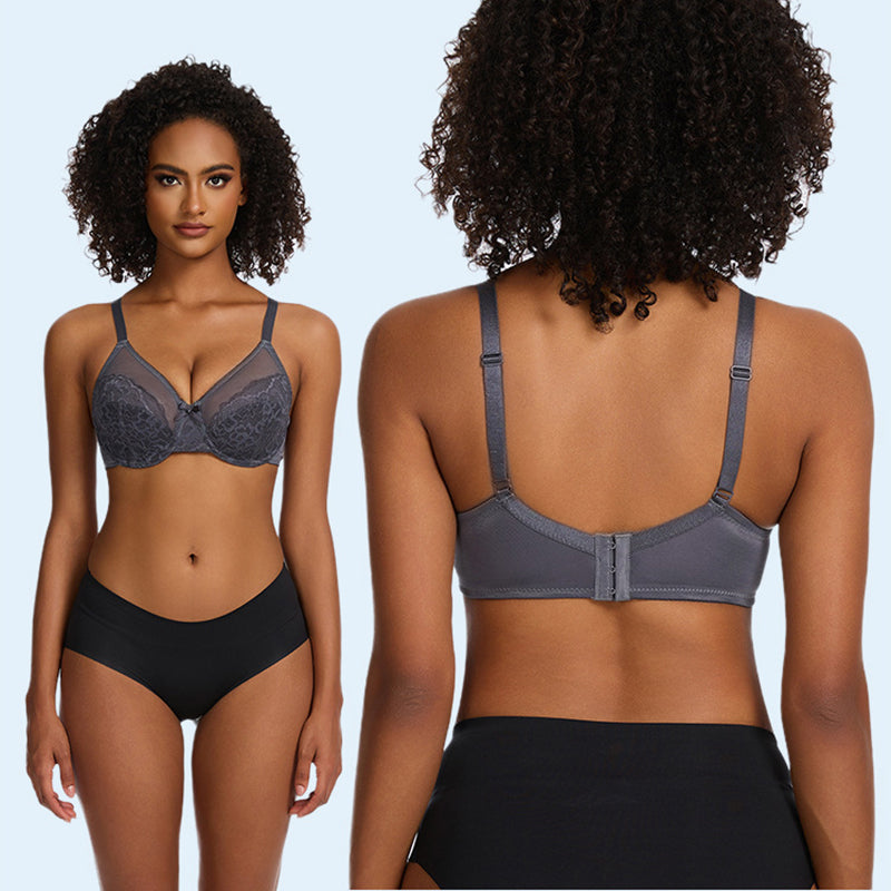 Soutien-gorge confort en dentelle florale et maille respirante