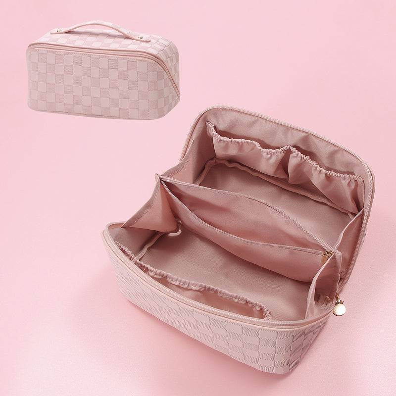 Vintage geruite cosmetische tas