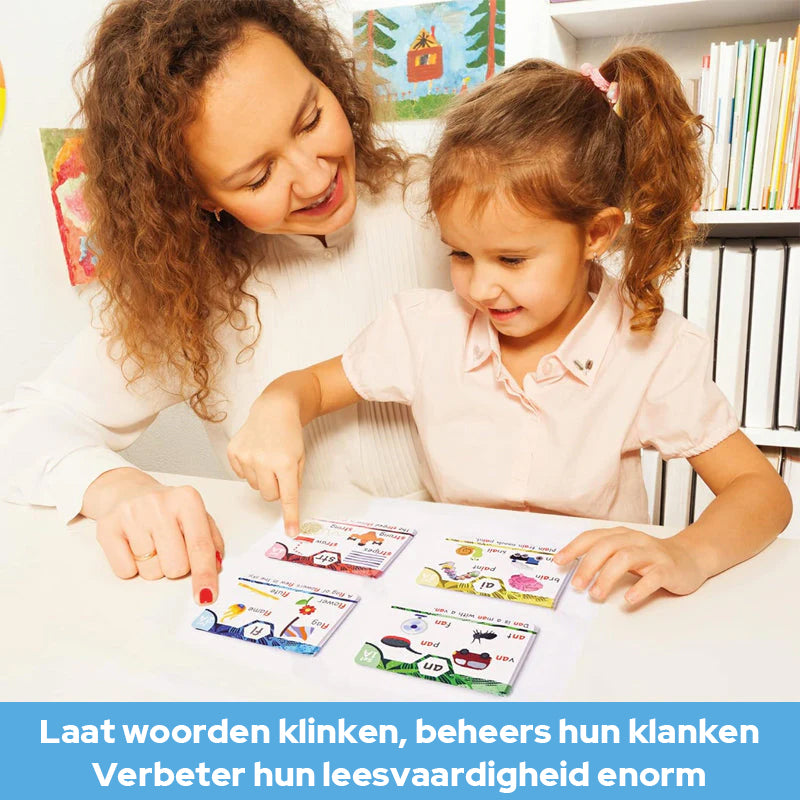 Fonics Flash Cards - Leren lezen in 20 stappen - Digraphs CVC Blends Lange klinkers