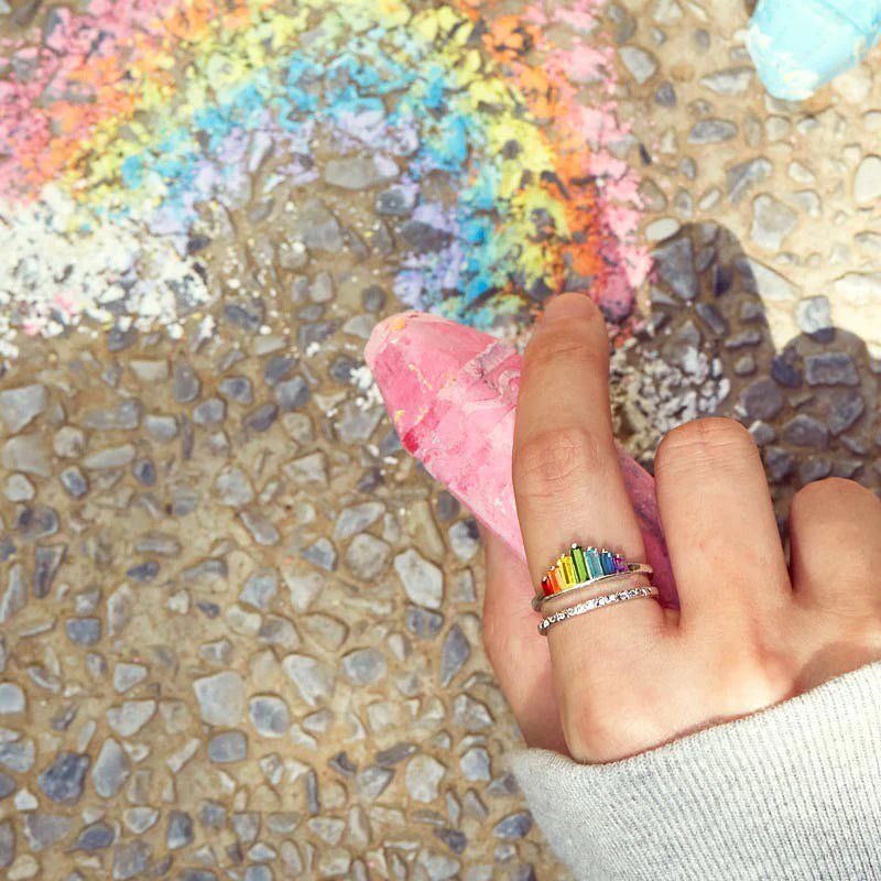 Bague d'Arc-en-ciel à Micro Diamants