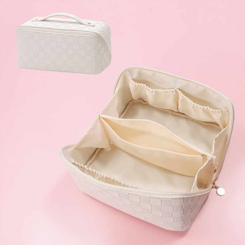 Vintage geruite cosmetische tas