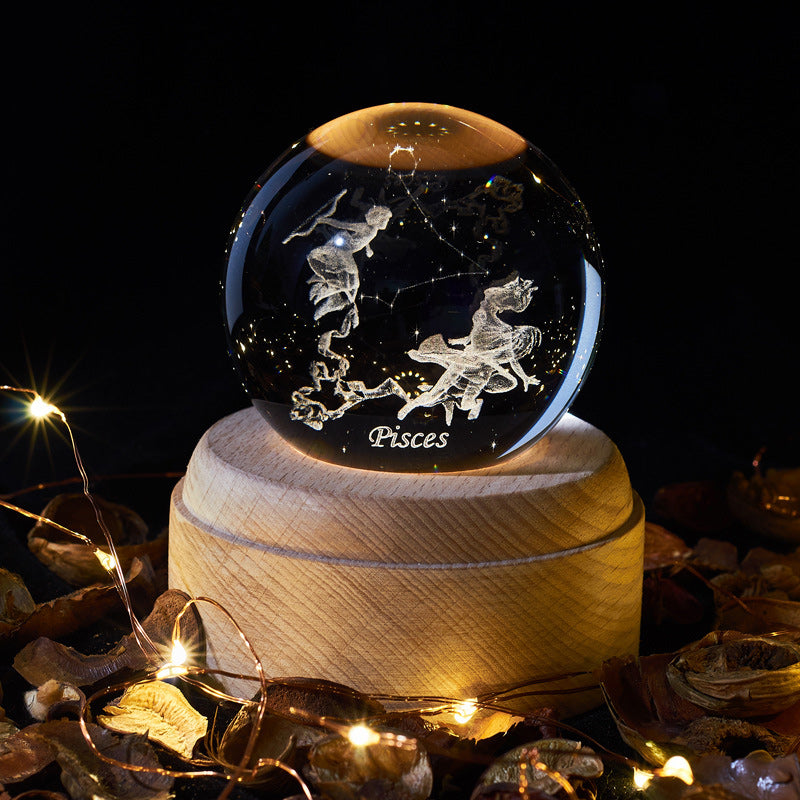 Veilleuse boule de cristal rougeoyante