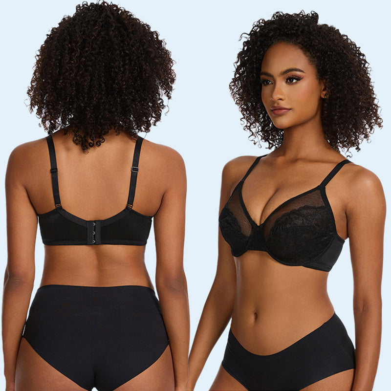Soutien-gorge confort en dentelle florale et maille respirante