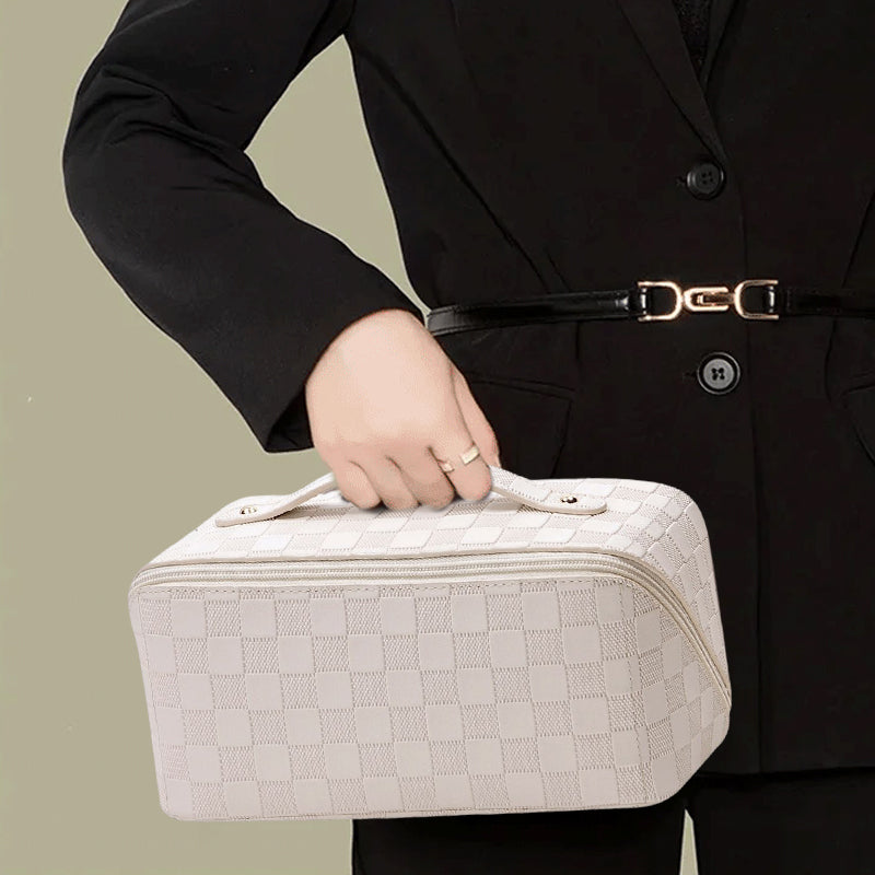 Vintage geruite cosmetische tas