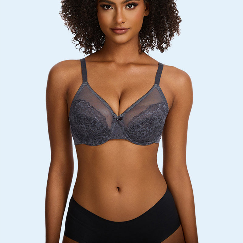 Soutien-gorge confort en dentelle florale et maille respirante