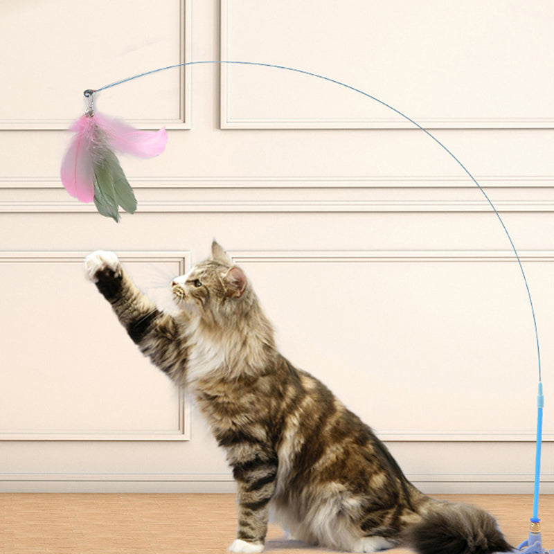 Jouet drôle de bâton de chat avec baguette détachable et base de ventouse