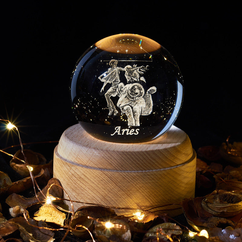 Veilleuse boule de cristal rougeoyante