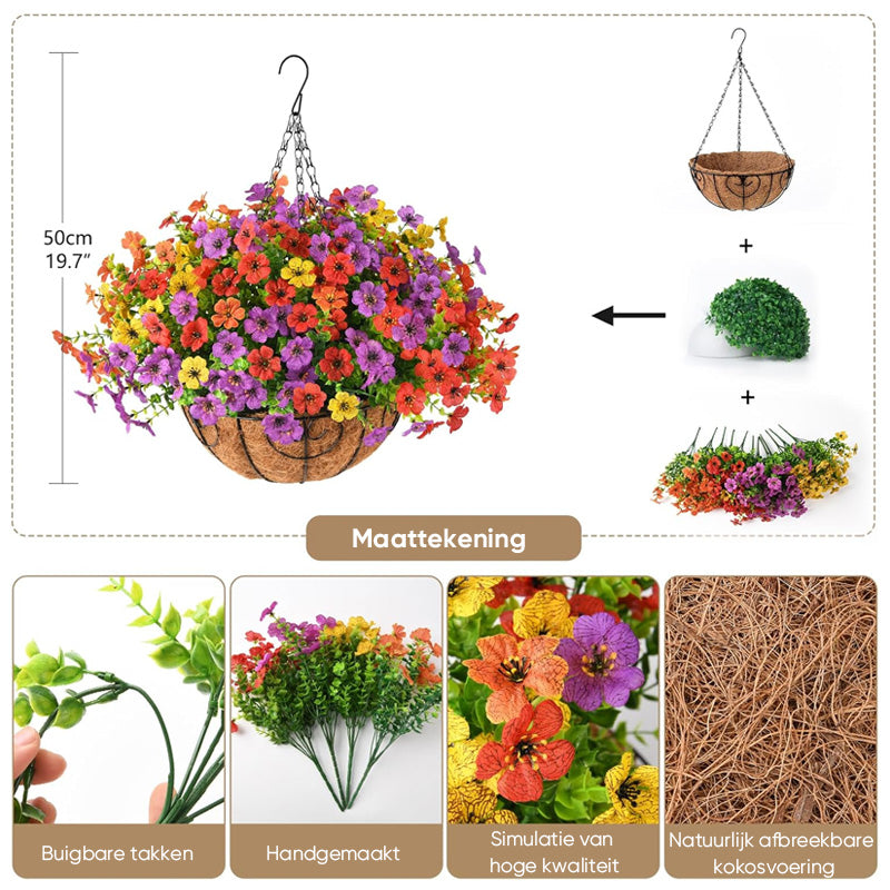 Kunstmatige hangbloemen voor buiten