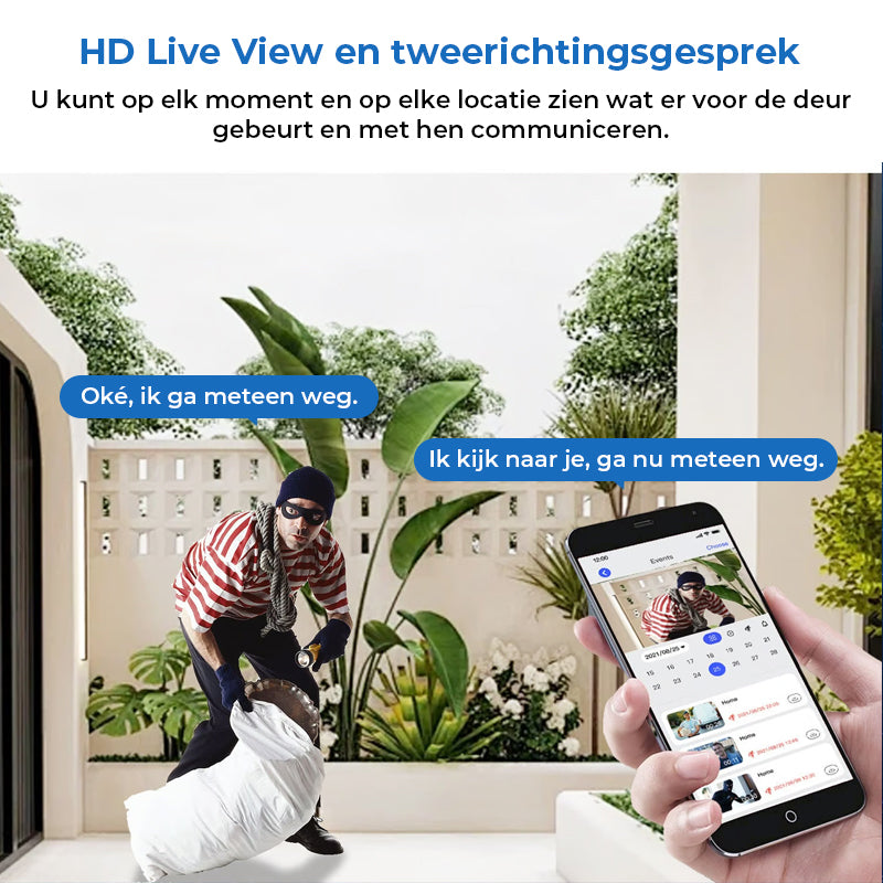 Draadloze slimme deurbelcamera – Buitenbewaking met HD-nachtzicht