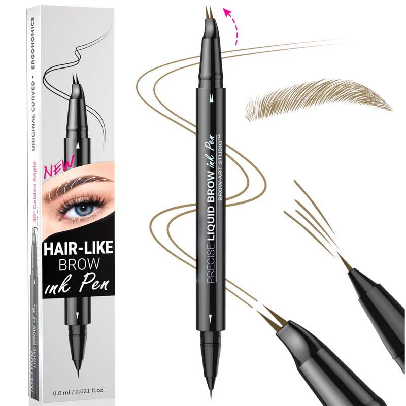 2-in-1 Dual-Ended Wenkbrauwpotlood met Micro-Vork-Tip Applicator en Precieze Borstel-Tip
