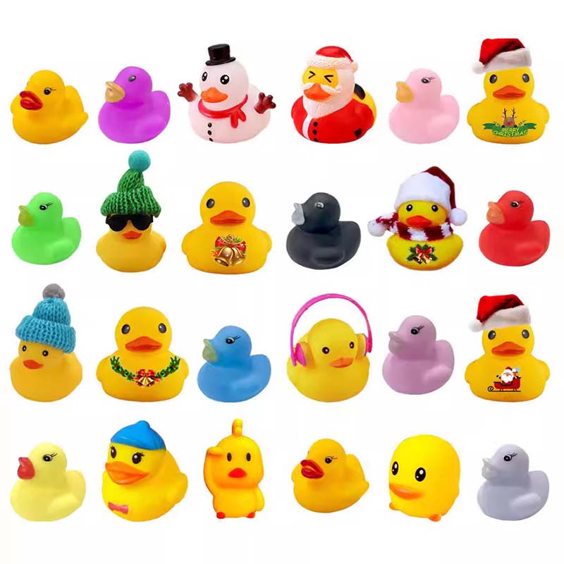 24 stuks kerst rubberen eendjes adventskalender