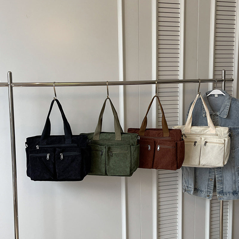 Sac fourre-tout en velours côtelé de grande capacité