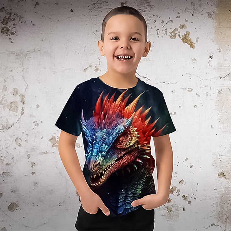 T-shirt à manches courtes à imprimé dinosaure pour garçon
