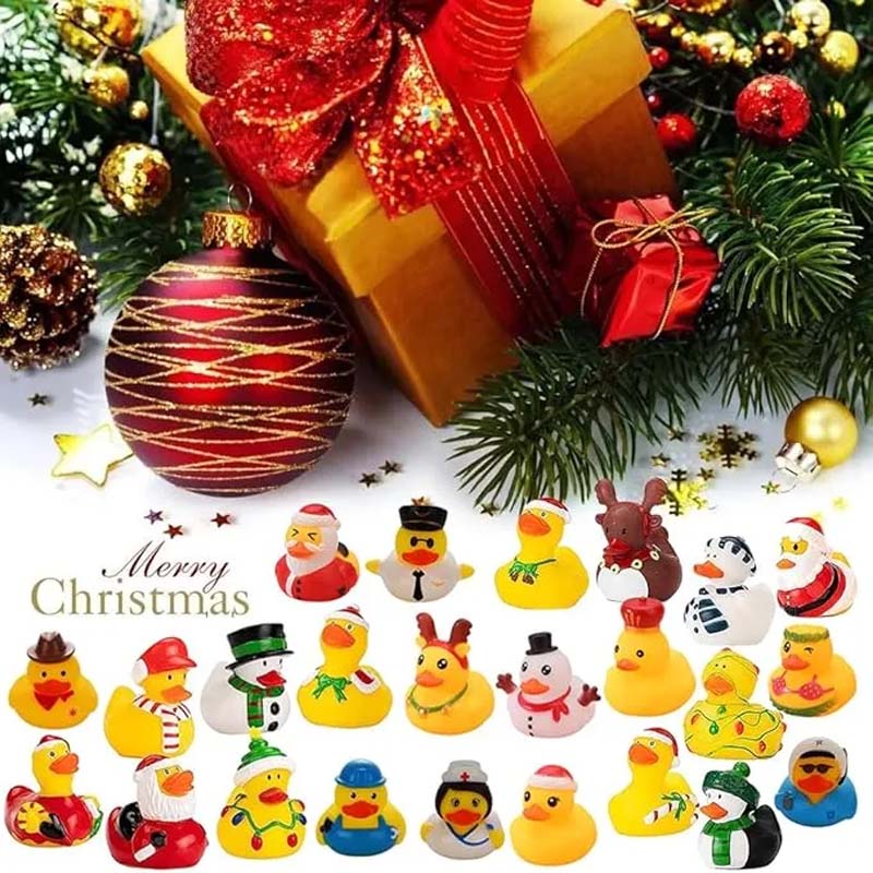 24 stuks kerst rubberen eendjes adventskalender