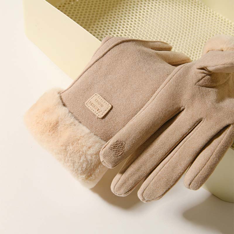 Gants à écran tactile chauds et coupe-vent de couleur unie