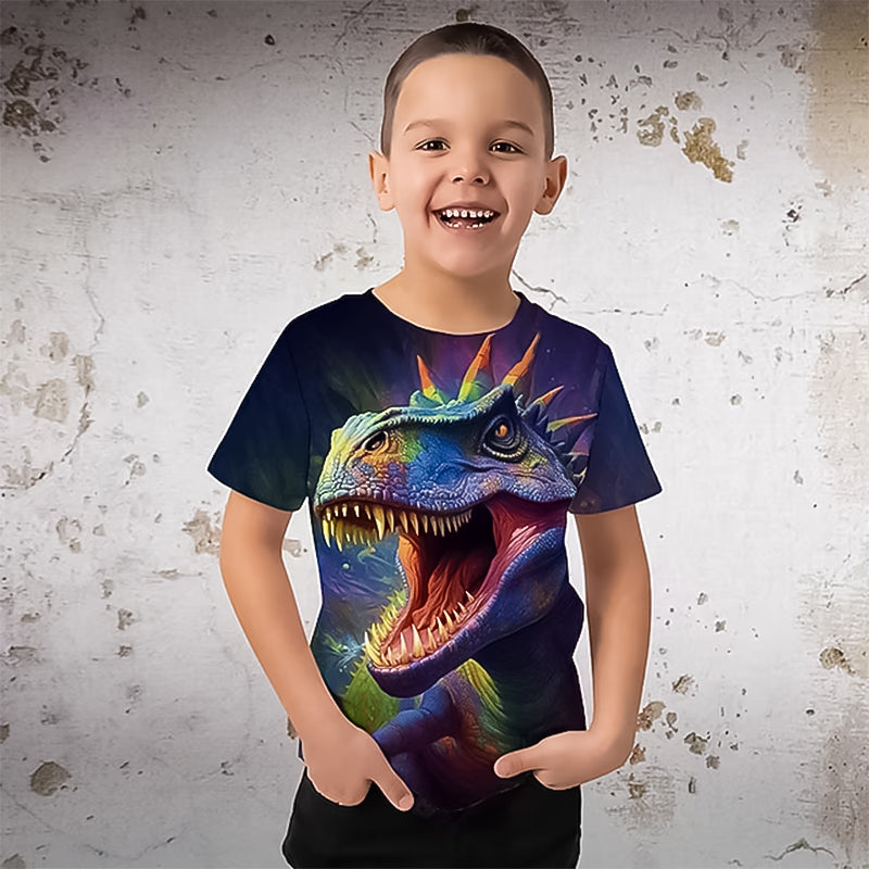 T-shirt à manches courtes à imprimé dinosaure pour garçon