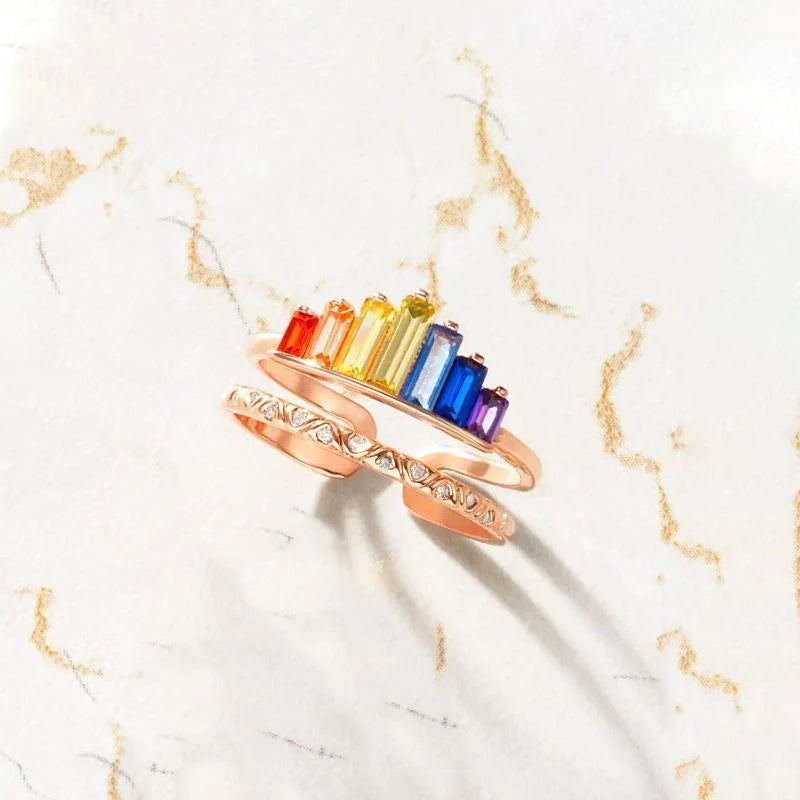 Bague d'Arc-en-ciel à Micro Diamants
