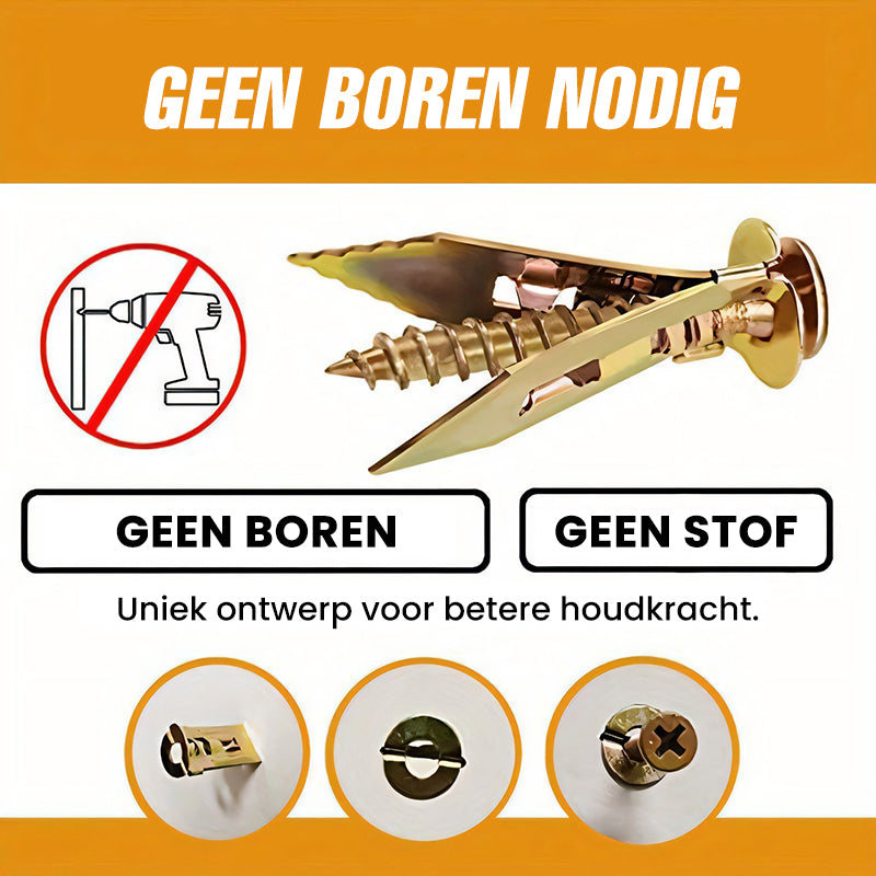 Gipsplaat Expansieankers + Hoge Sterkte Zinken Schroeven Kit (Verpakking van 100)