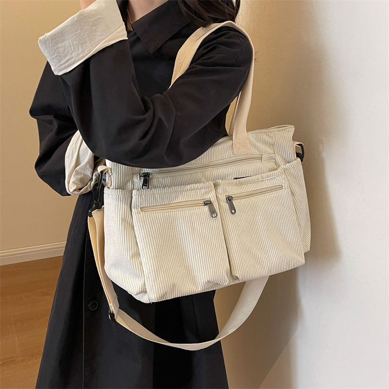 Effen corduroy tas